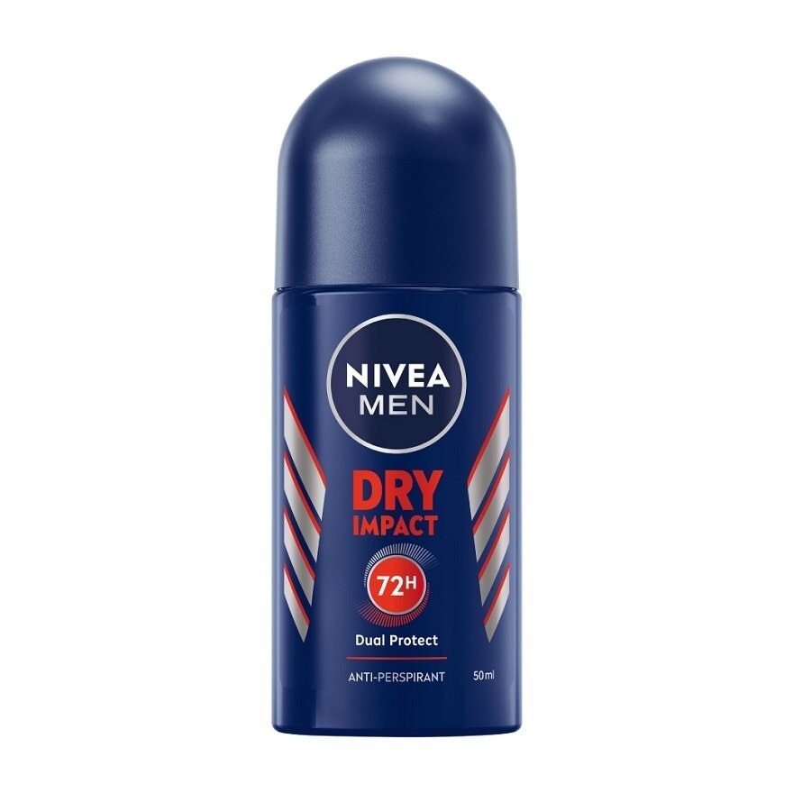 Nivea Men Deo Roll On Dry Impact 50 Ml. ผู้ชาย โรลออนลดเหงื่อ ระงับกลิ่นกาย