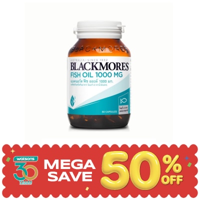 Blackmores - น้ำมันปลา Blackmores Fish Oil แบลคมอร์ส ฟิช ออย 1000 มก. 80 แคปซูล image