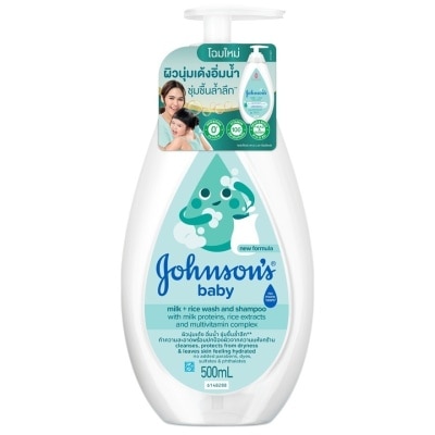Johnson - จอห์นสัน เบบี้ มิลค์ + ไรซ์ วอช แอนด์ แชมพู 500 มล.