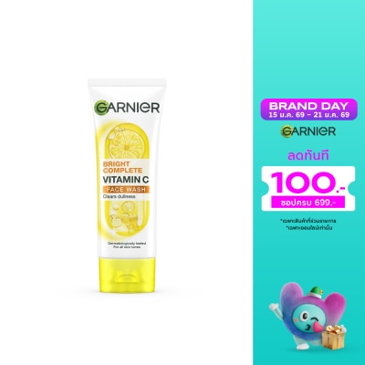 Garnier การ์นิเย่ ไบรท์ คอมพลีท วิตามินซี เฟส วอช 100 มล.