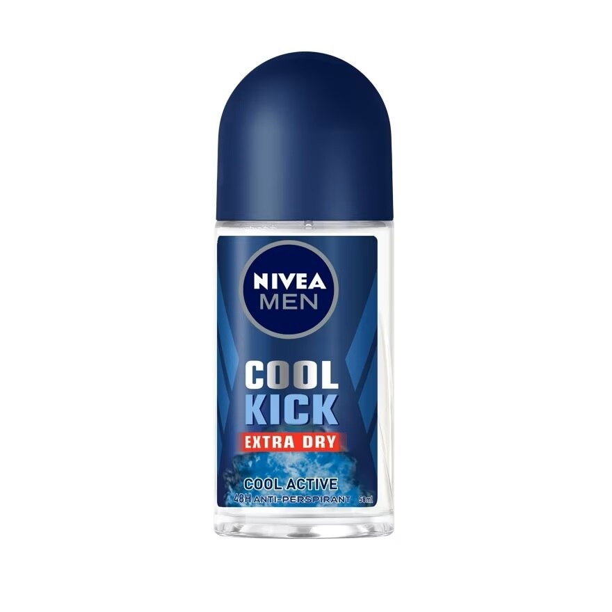 Nivea Men Roll On Cool Kick 50 Ml. ผู้ชาย โรลออนลดเหงื่อ ระงับกลิ่นกาย