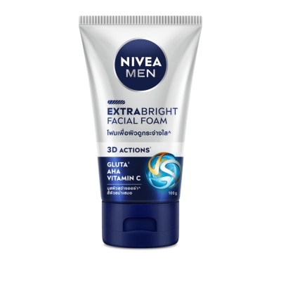Nivea นีเวีย เมน เอ็กซ์ตร้า ไบรท์ เฟเชี่ยล โฟม 100 กรัม โฟมล้างหน้า