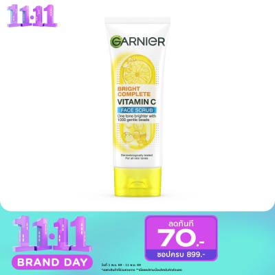 Garnier การ์นิเย่ ไบรท์ คอมพลีท วิตามินซี เฟส สครับ 100 มล. image