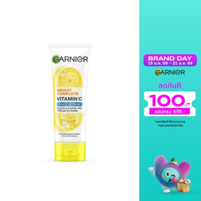 Garnier การ์นิเย่ ไบรท์ คอมพลีท วิตามินซี เฟส สครับ 100 มล.