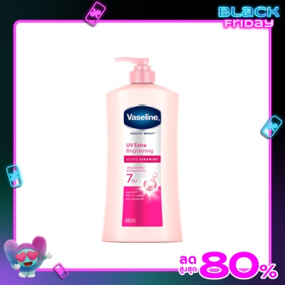 Vaseline วาสลีน เฮลธี้ ไบรท์ ยูวี เอ็กซ์ตร้า ไบรท์เทนนิ่ง กลูต้า เซราไมด์ 480 มล.