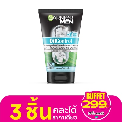 Garnier Men การ์นิเย่ เมน สครับ ออยคอนโทรล แอนตี้-แบล็คเฮด ไอซี่ 100 มล.
