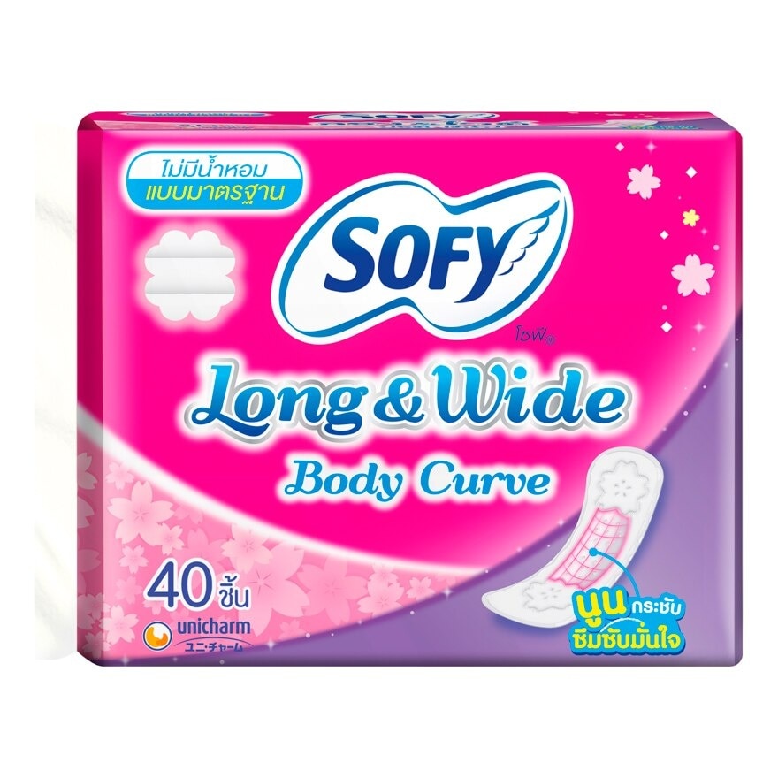 Sofy Pantiliner Regular Long  Wide Body Curve Unscented 40 Pcs.