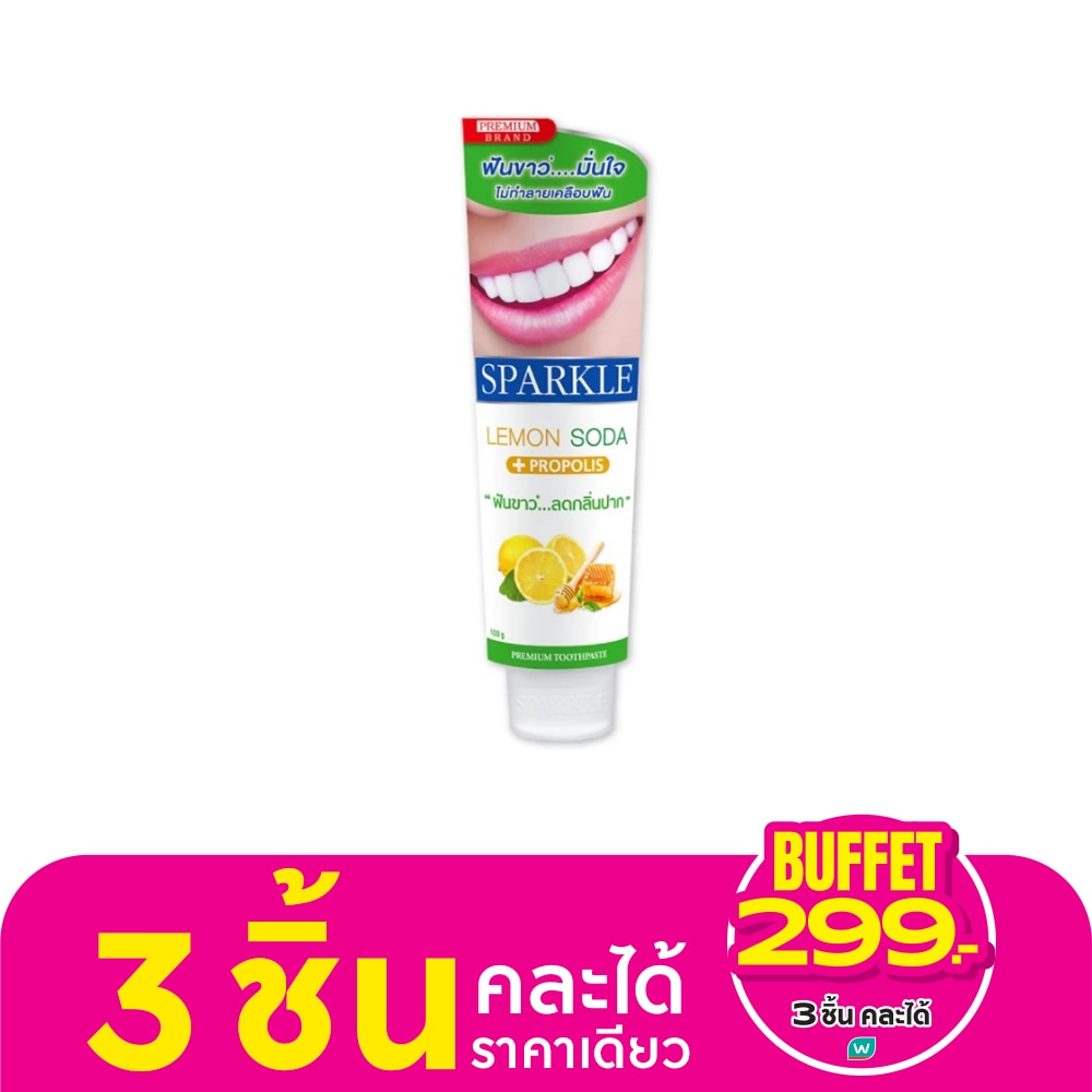Sparkle สปาร์คเคิล ยาสีฟัน ดับเบิ้ล ไวท์ เลมอน โชดา 100 กรัม