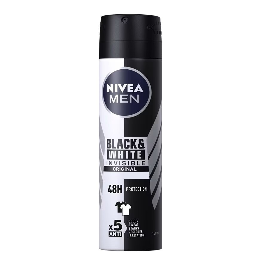 NIVEA Men Deo Spray Black  White 150 Ml. สเปรย์ ลดเหงื่อ ระงับกลิ่นกาย ผู้ชาย