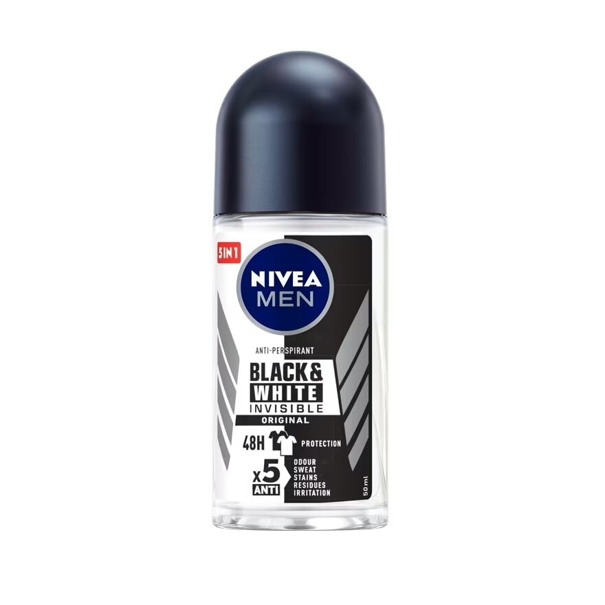 Nivea Men Roll On Black White 50 Ml. ผู้ชาย โรลออนลดเหงื่อ ระงับกลิ่นกาย