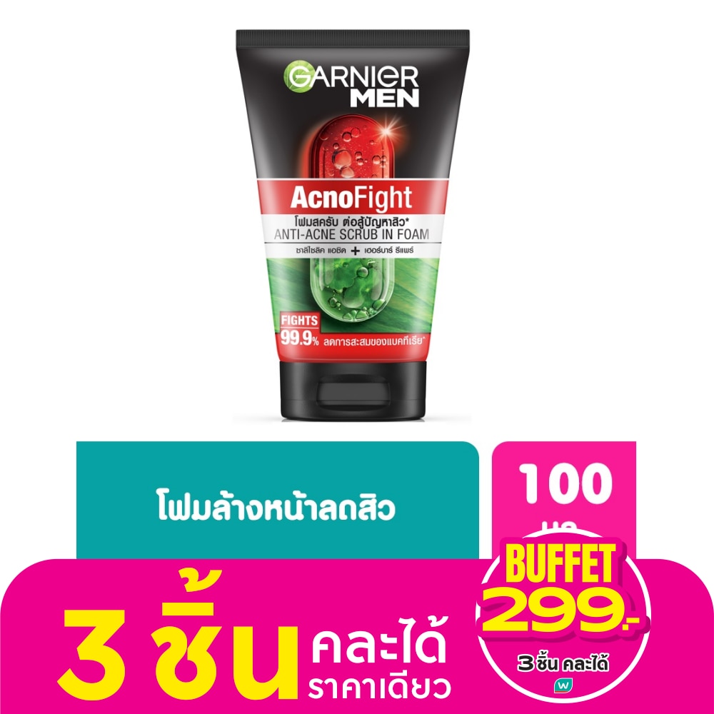 Garnier Men Acnofight Anti-Acne Scrub In Foam 100 Ml.