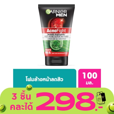 Garnier Men - การ์นิเย่ เมน แอคโนไฟท์ แอนติ-แอคเน่ สครับ อิน โฟม 100 มล.