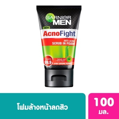 Garnier Men การ์นิเย่ เมน แอคโนไฟท์ แอนติ แอคเน่ สครับ อิน โฟม 100 มล.