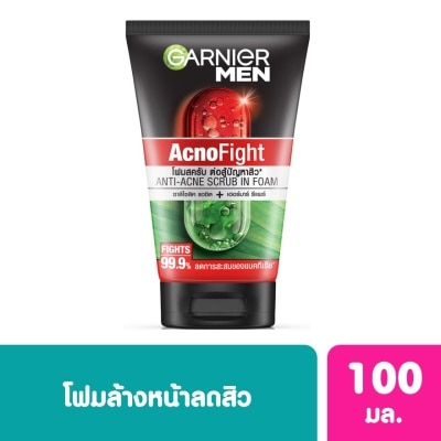 Garnier Men การ์นิเย่ เมน แอคโนไฟท์ แอนติ-แอคเน่ สครับ อิน โฟม 100 มล.