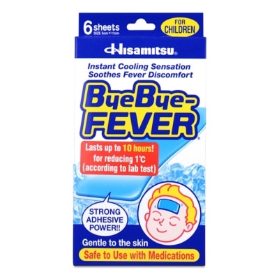 Bye Bye Fever บายบายฟีเวอแผ่นเจลลดไข้ 6ชิ้น