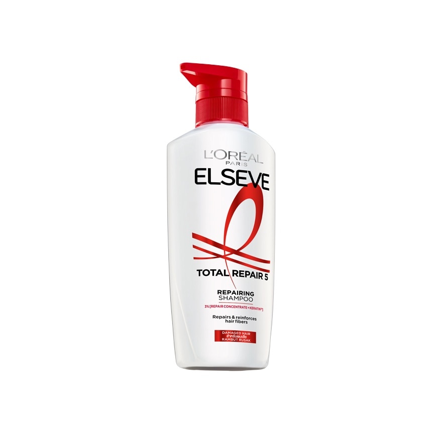 L'Oreal Paris Elseve Shampoo Total Repair 5 Repairing 400 Ml. ฟื้นฟูผมแห้งเสีย