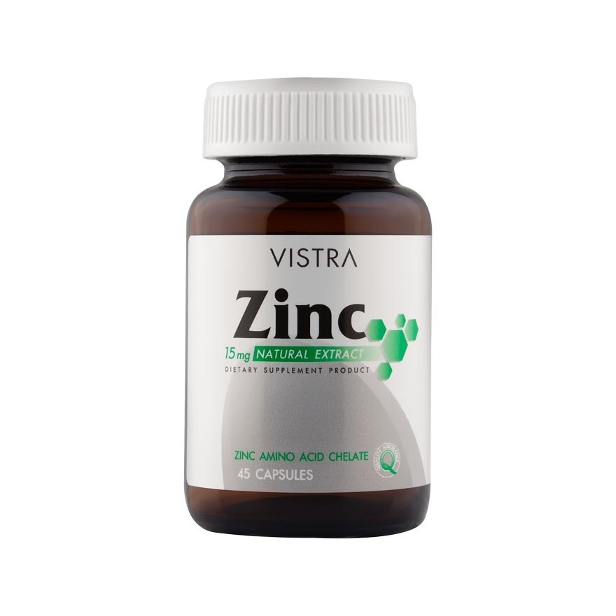 Vistra zinc วิสทร้า ซิงค์ 45 แคปซูล ผลิตภัณฑ์เสริมอาหาร