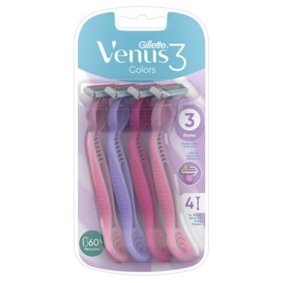 Gillette Gillette Venus 3 Colors Pack 4's ใบมีดโกนพร้อมด้าม