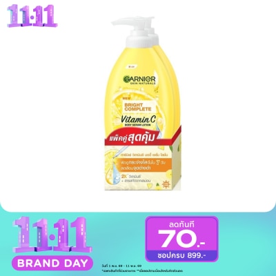Garnier Body การ์นิเย่ บอดี้ ไบรท์ คอมพลีท วิตามินซี บอดี้ เซรั่ม โลชั่น 400 มล.แพ็คคู่ image
