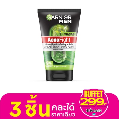 Garnier Men การ์นิเย่ เมน แอคโนไฟท์ วาซาบิ ไบร์ทเทนนิ่ง โฟม 100 มล.