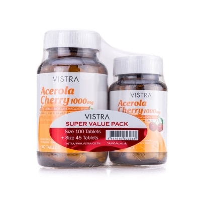 Vistra Vistra Aecerola Cherry วิสทร้า อะเซโรลา เชอร์รี แพ็ค (100 เม็ด +45 เม็ด)