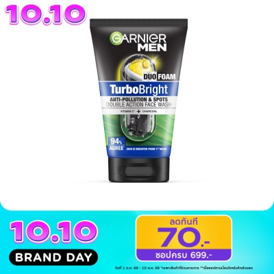 Garnier Men Garnier Men Turbobright Anti Pollution Spots Double Action Face Wash 100 Ml. image