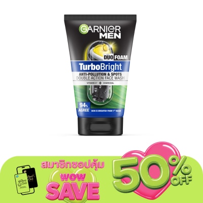 Garnier Men - Garnier Men Turbobright Anti-Pollution  Spots Double Action Face Wash 100 Ml.