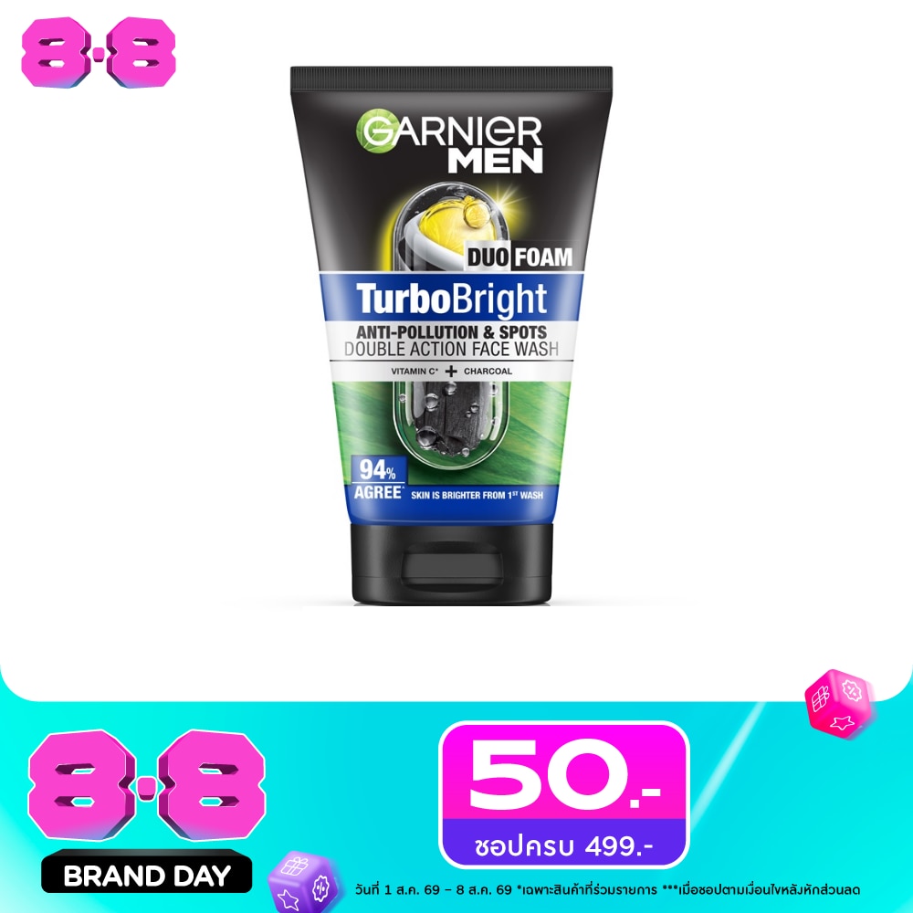 Garnier Men Turbobright Anti-Pollution Spots Double Action Face Wash 100 Ml. image