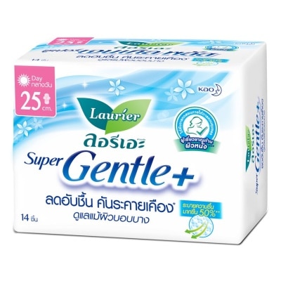 Laurier ลอริเอะ ผ้าอนามัย ซูเปอร์ เจนเทิล พลัส 25 ซม. มีปีก 14 ชิ้น