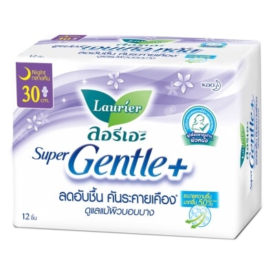 Laurier ลอริเอะ ผ้าอนามัย ซูเปอร์ เจนเทิล พลัส กลางคืน 30 ซม. มีปีก 12 ชิ้น