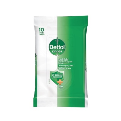 Dettol - เดทตอล แอนตี้แบคทีเรีย ผ้าเช็ดทำความสะอาดผิวแบบเปียก 10 แผ่น
