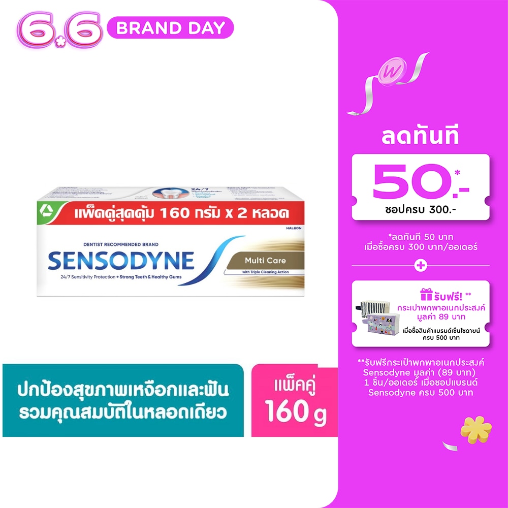 เซ็นโซดายน์ ยาสีฟัน มัลติ แคร์ 160 กรัม แพ็คคู่