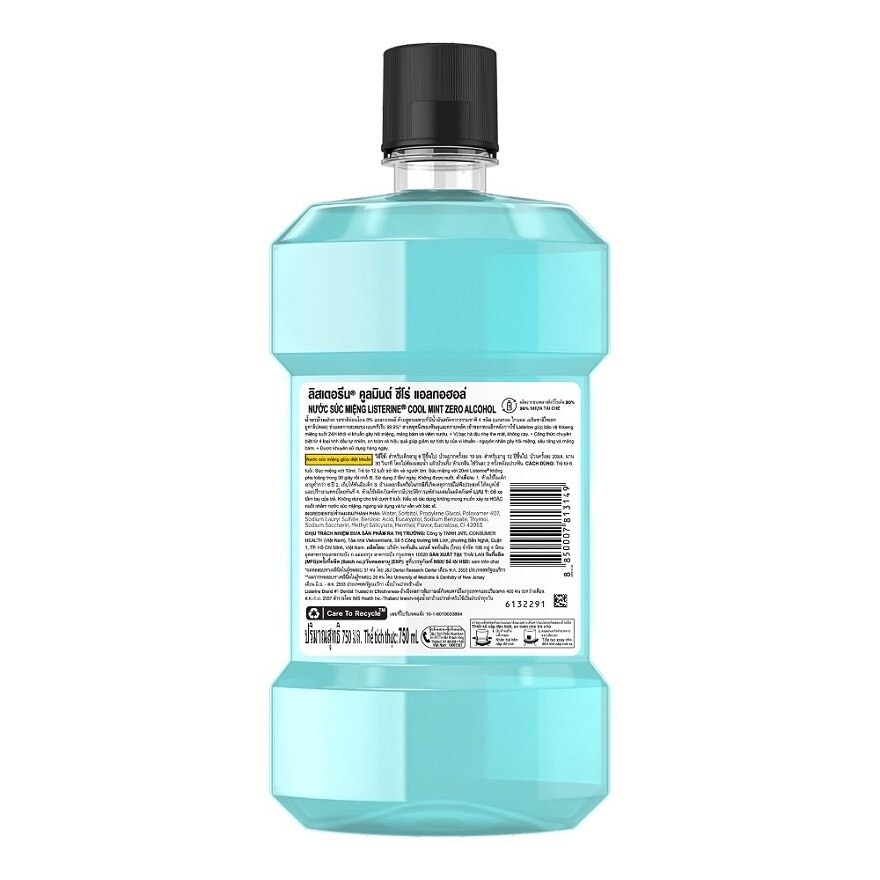 Listerine Mouthwash Cool Mint Zero Alcohol 750 Ml.