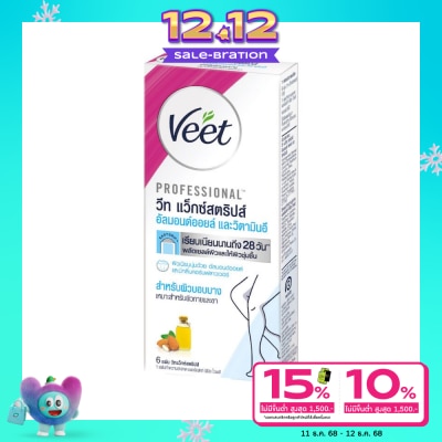 Veet Veet Wax Strips Easy Gel Wax Almond Oil Vitamin E Sensitive Skin 6 'S