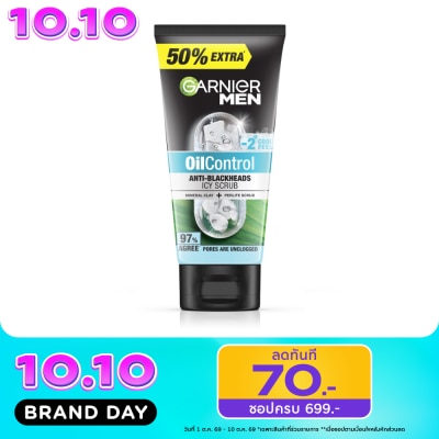 Garnier Men การ์นิเย่ เมน สครับ ออยคอนโทรล แอนตี้ แบล็คเฮด ไอซี่ 150 มล. image