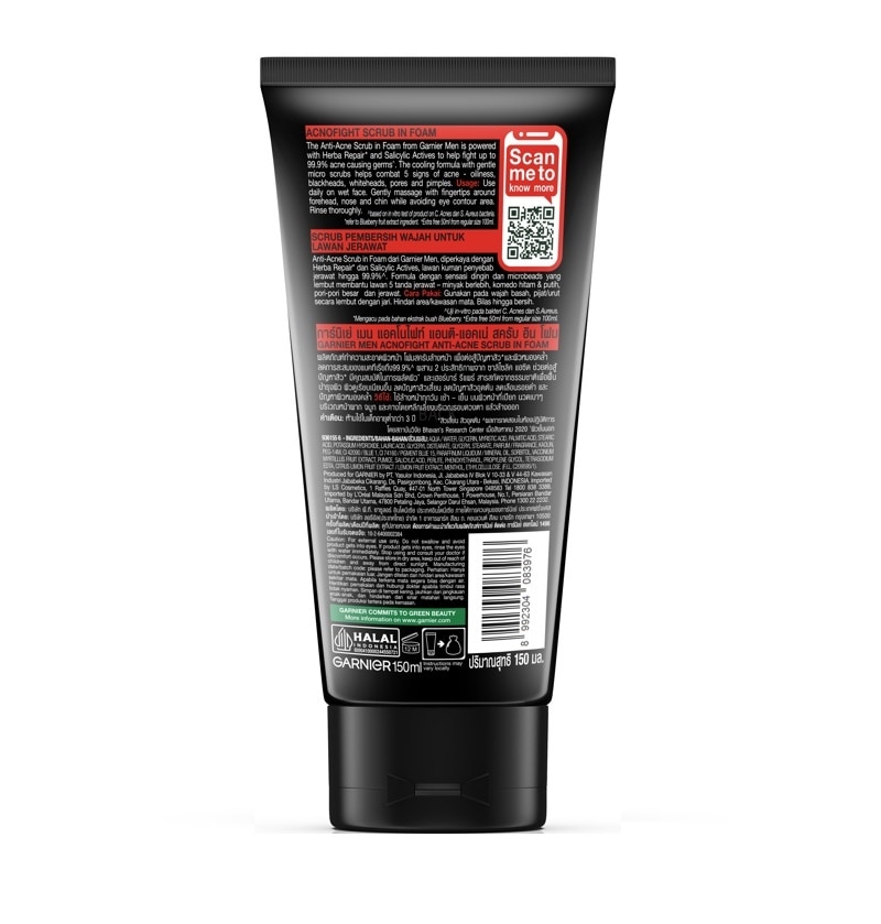 Garnier Men Acnofight Anti-Acne Scrub In Foam 150 Ml.