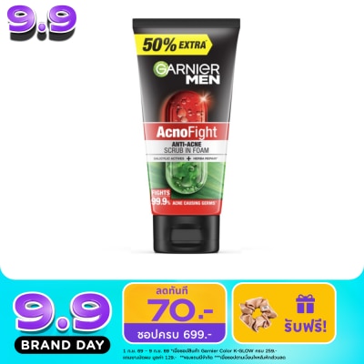 Garnier Men - การ์นิเย่ เมน แอคโนไฟท์ แอนติ-แอคเน่ สครับ อิน โฟม 150 มล. image