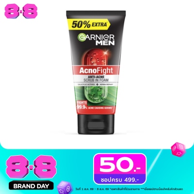 Garnier Men - การ์นิเย่ เมน แอคโนไฟท์ แอนติ-แอคเน่ สครับ อิน โฟม 150 มล. image