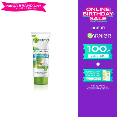 Garnier - การ์นิเย่ เพียว แอคทีฟ มัทฉะ ดีท็อกซ์ โพลูชั่น แอนด์ ออยล์ ดีพ คลีน โฟม 100 มล.