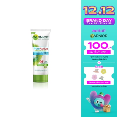 Garnier การ์นิเย่ เพียว แอคทีฟ มัทฉะ ดีท็อกซ์ โพลูชั่น แอนด์ ออยล์ ดีพ คลีน โฟม 100 มล.