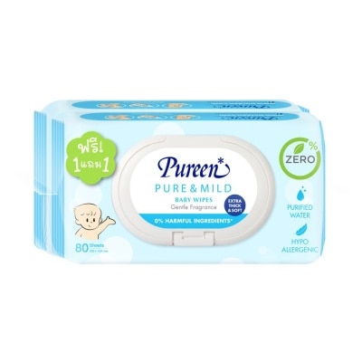 Pureen Pureen Baby Wipes Pure  Mild 80's Twin Pack