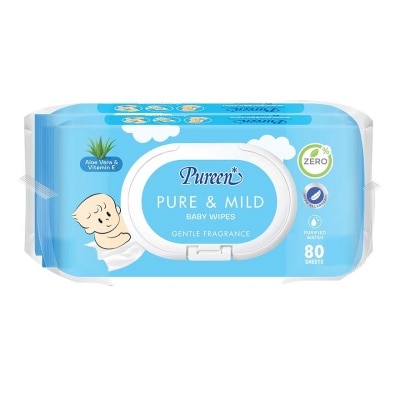 Pureen Pureen Baby Wipes Pure  Mild 80's Twin Pack