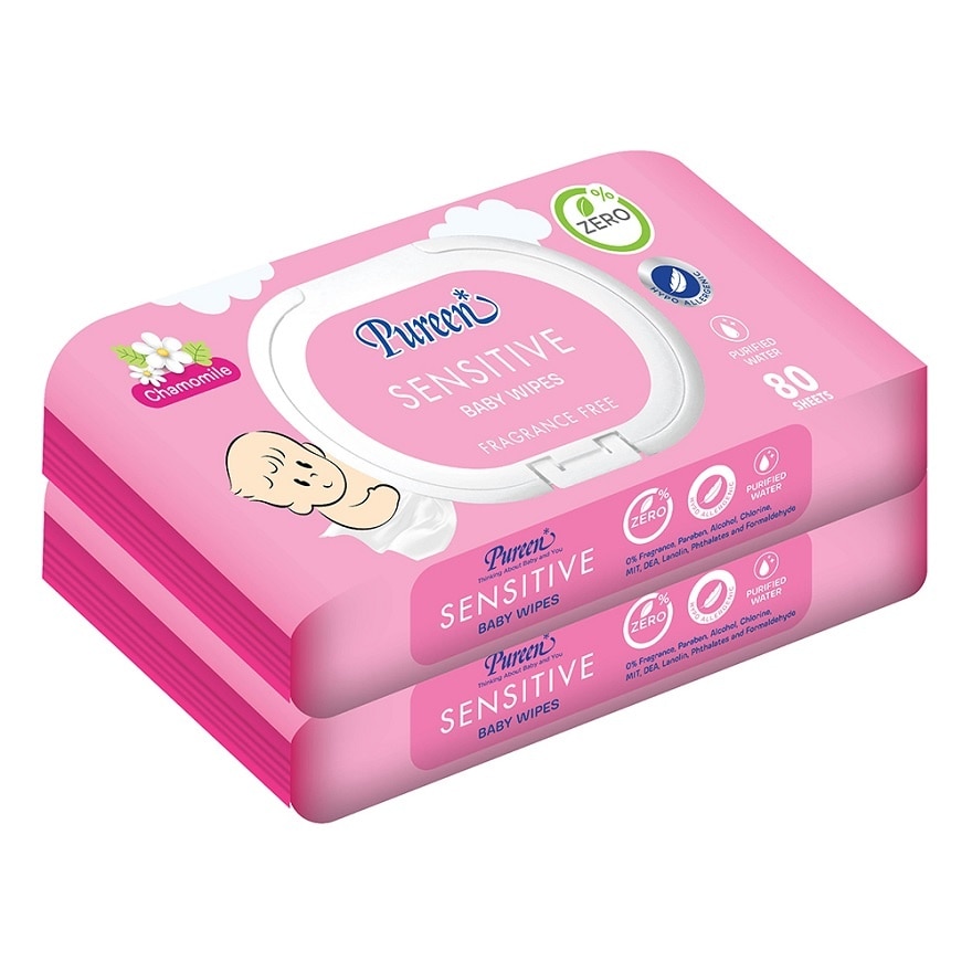 เพียวรีน เบบี้ ไวพส์ เซนซิทีฟ 80 แผ่น แพคคู่