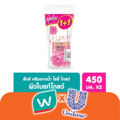 Lux - ลักส์ ครีมอาบน้ำ โรซี่ โกลว์ 450 มล. แพ็คคู่