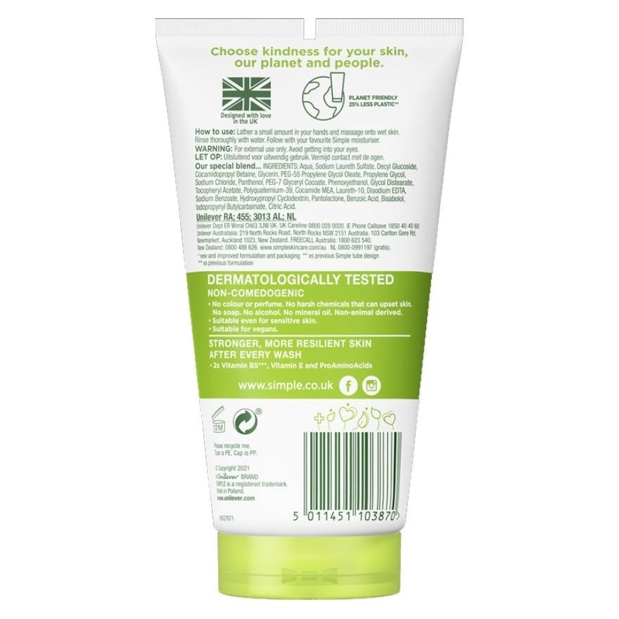 Simple Kind To Skin Moisturising Face Wash 150 Ml. โฟมล้างหน้า