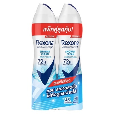 Rexona Rexona Spray Shower Clean Brightening Antiperspirant 135 Ml. Twin Pack สเปรย์ลดเหงื่อ