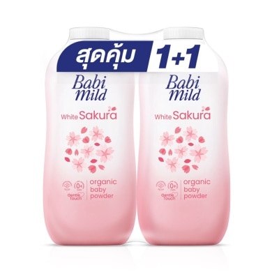 Babimild Babi Mild Organic Baby Powder White Sakura 350 G.Twin Pack