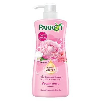 Parrot แพรอท ครีมอาบน้ำ เซรั่ม วิตามิน พีโอนี่ ออร่า 450 มล. ผิวออร่า กระจ่างใสอมชมพู