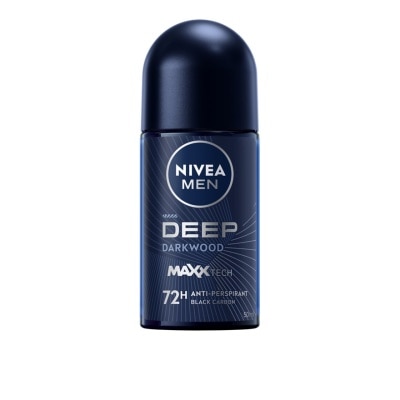 Nivea นีเวีย เมน โรลออน ดีพ ดาร์กวูด 50 มล. ผู้ชาย โรลออนลดเหงื่อ ระงับกลิ่นกาย