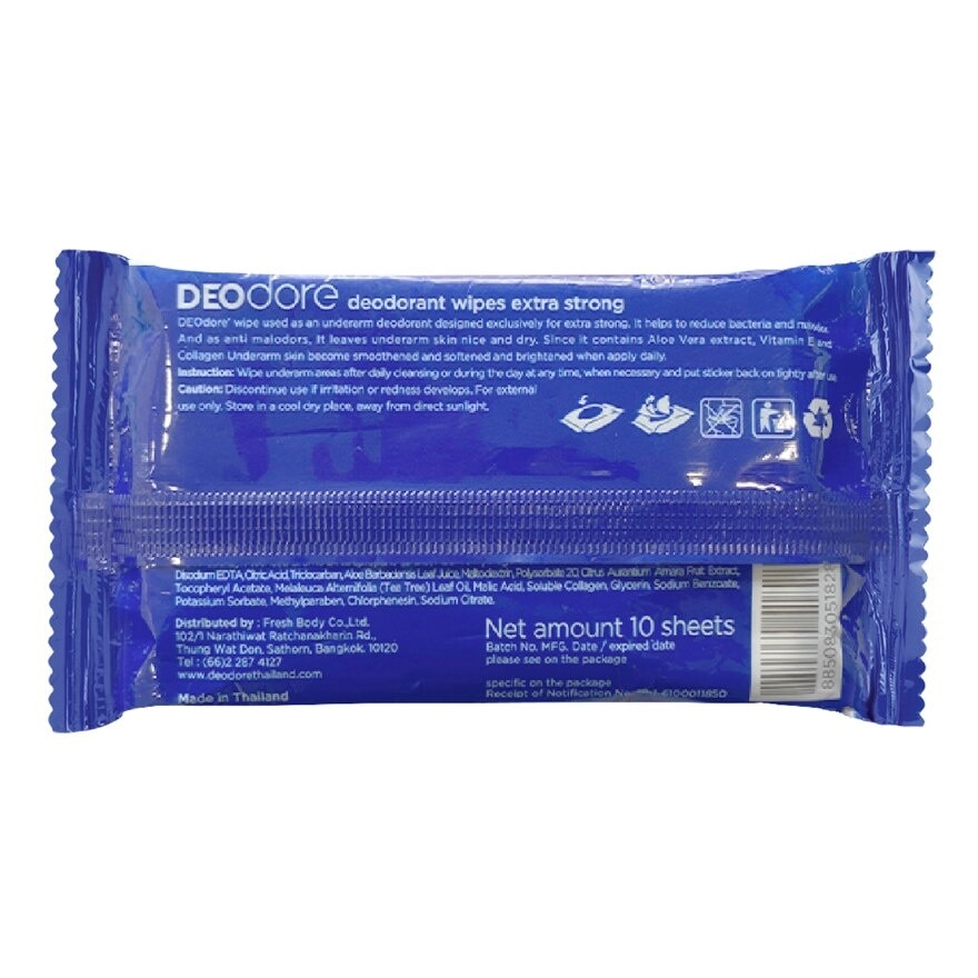 Deodore' Deodorant Wipes 10Pcs.For Men